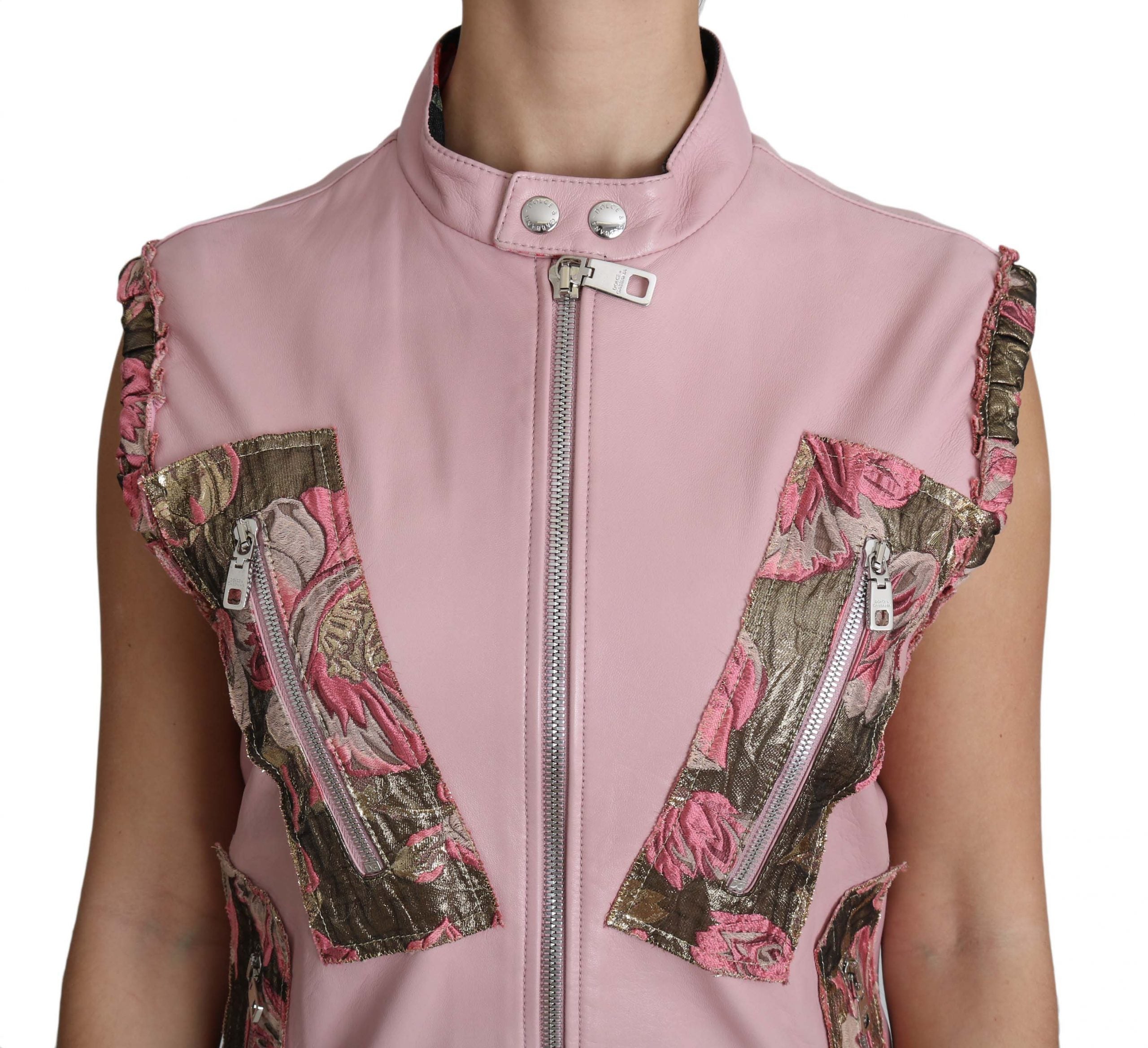 Dolce &amp; Gabbana Superbe gilet en cuir sans manches rose