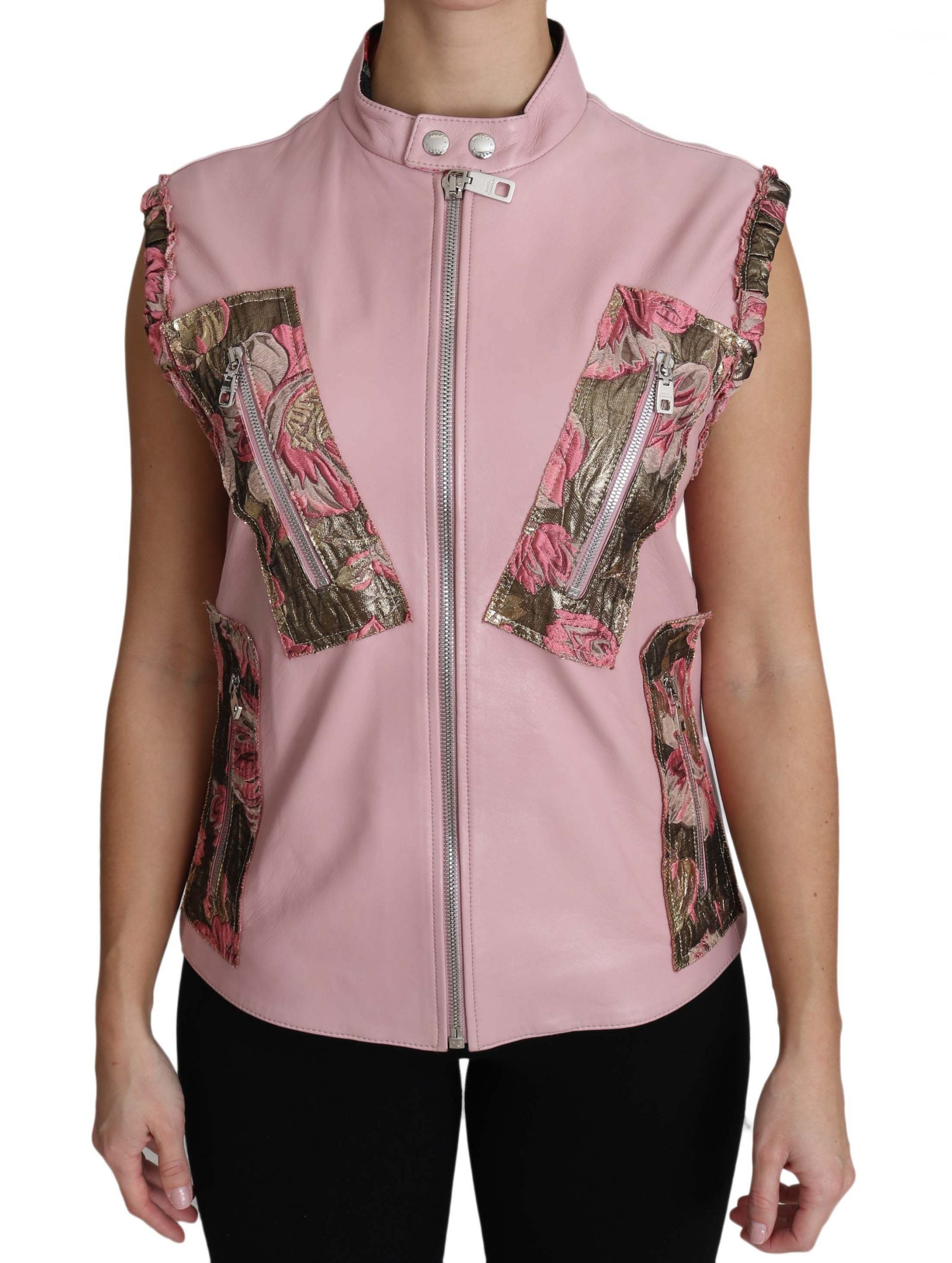 Dolce &amp; Gabbana Superbe gilet en cuir sans manches rose