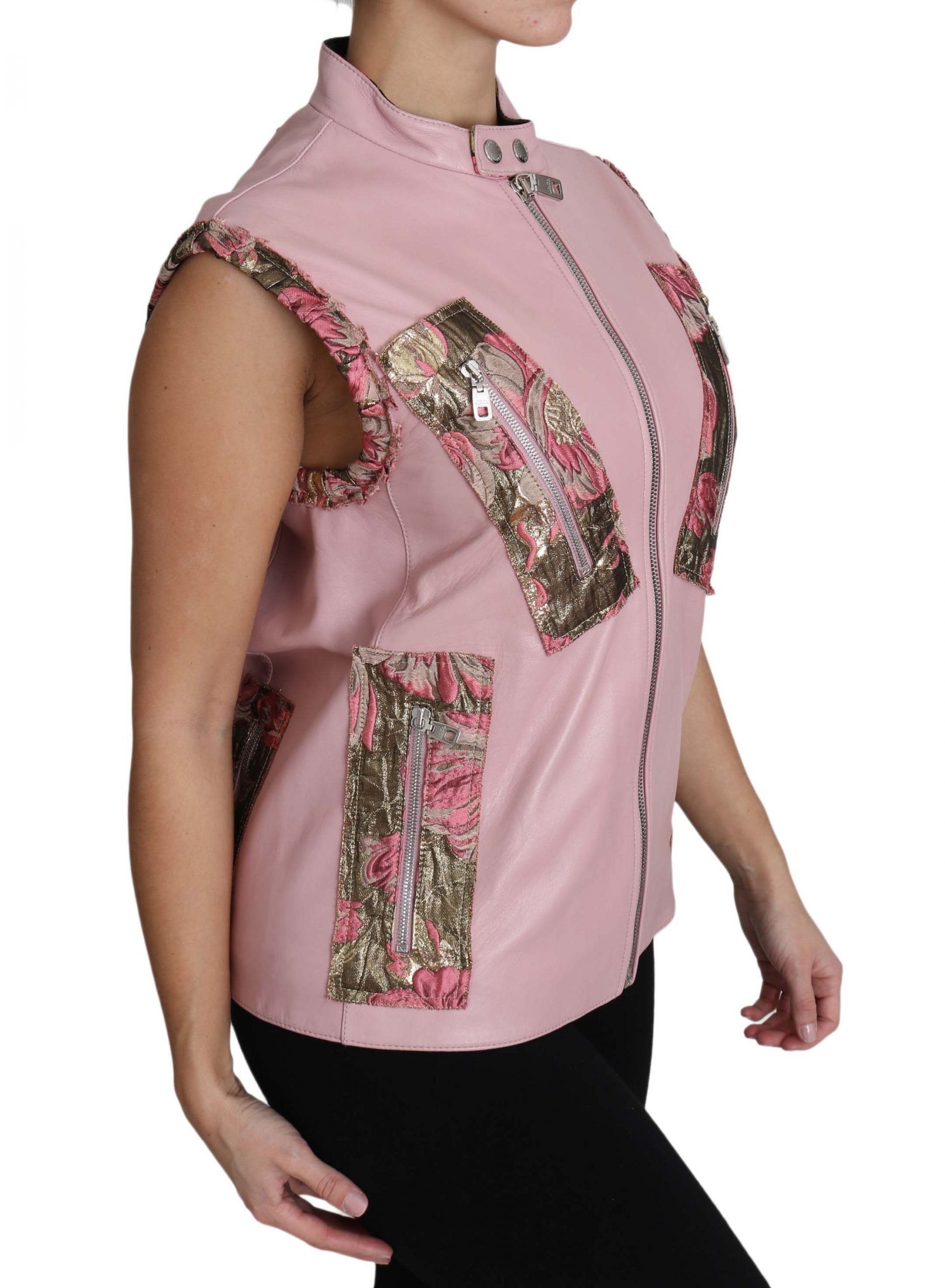 Dolce &amp; Gabbana Superbe gilet en cuir sans manches rose