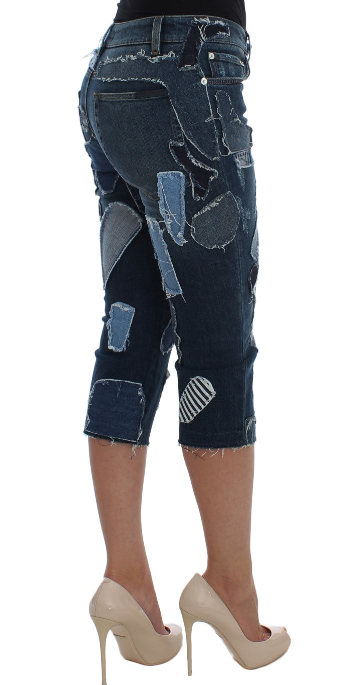 Dolce &amp; Gabbana Chic Short en jean patchwork bleu