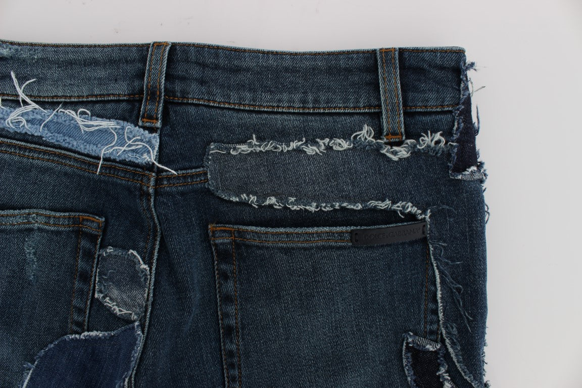 Dolce &amp; Gabbana Chic Short en jean patchwork bleu