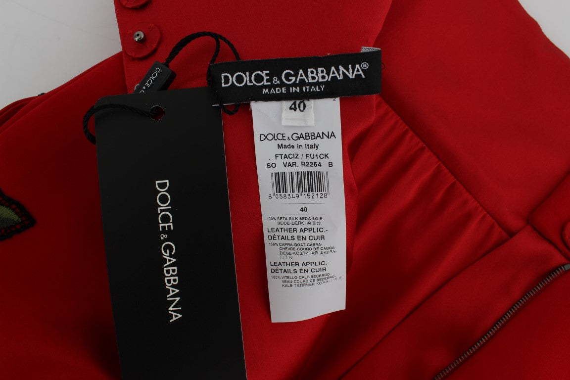 Dolce &amp; Gabbana Short brodé taille haute en soie élégante