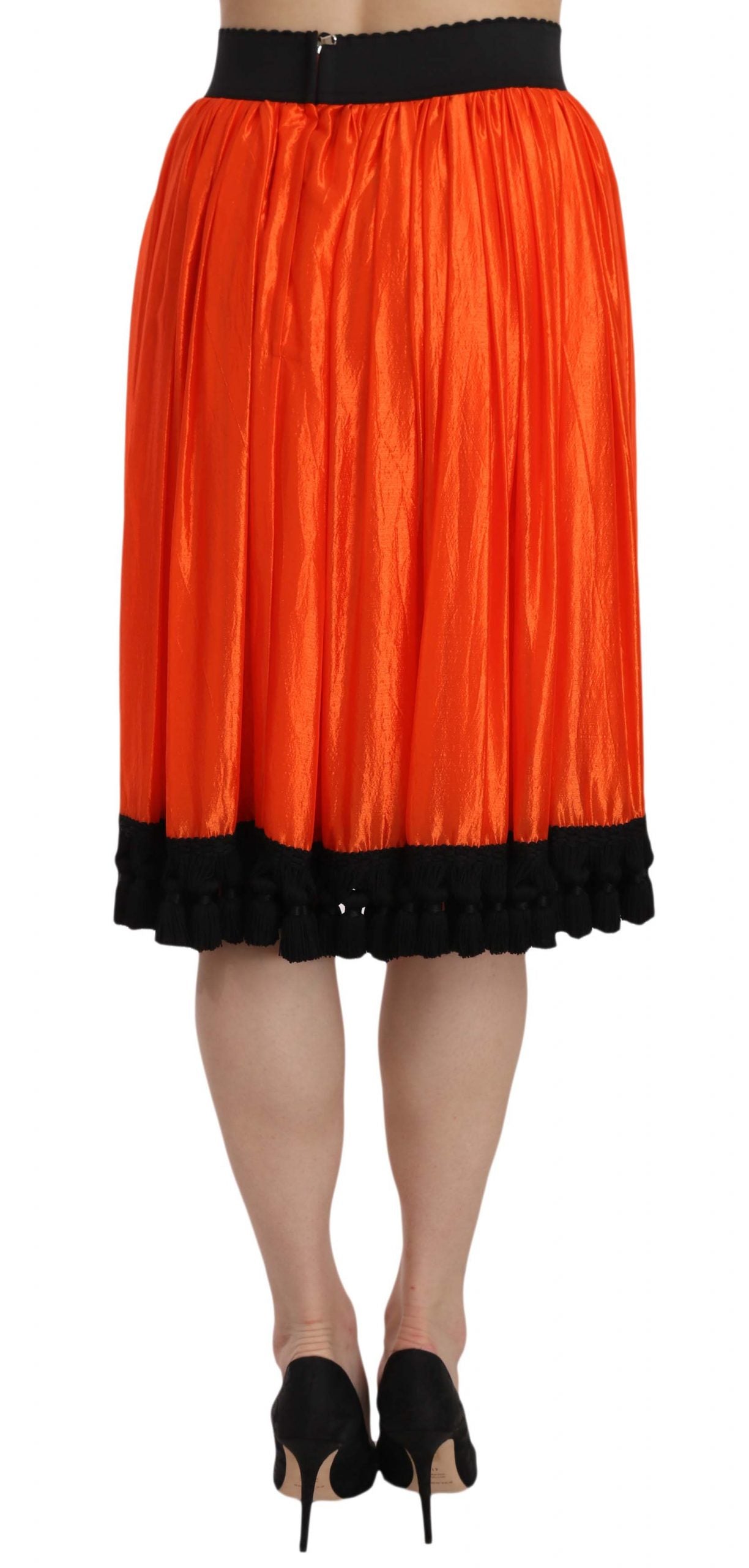 Dolce &amp; Gabbana Jupe mi-longue taille haute noire et orange