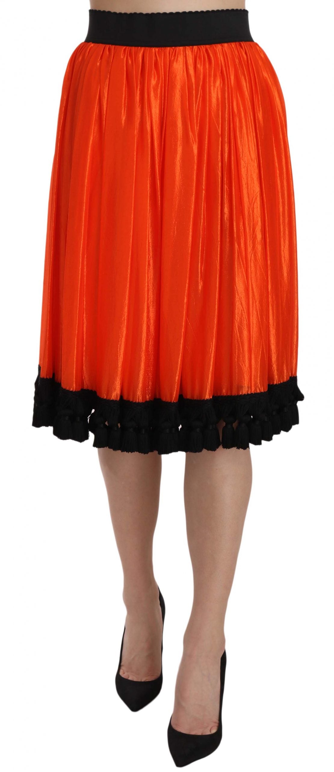 Dolce &amp; Gabbana Jupe mi-longue taille haute noire et orange