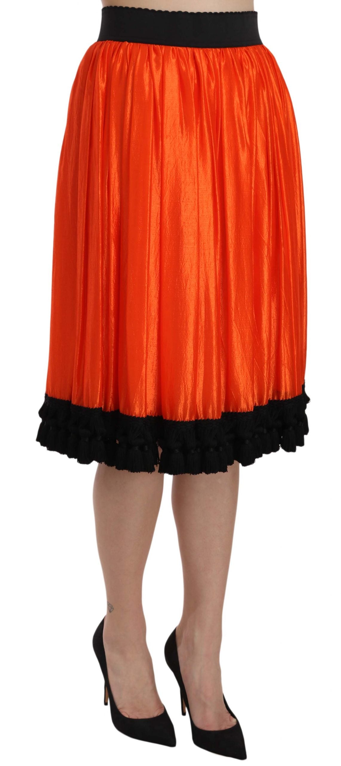 Dolce &amp; Gabbana Jupe mi-longue taille haute noire et orange