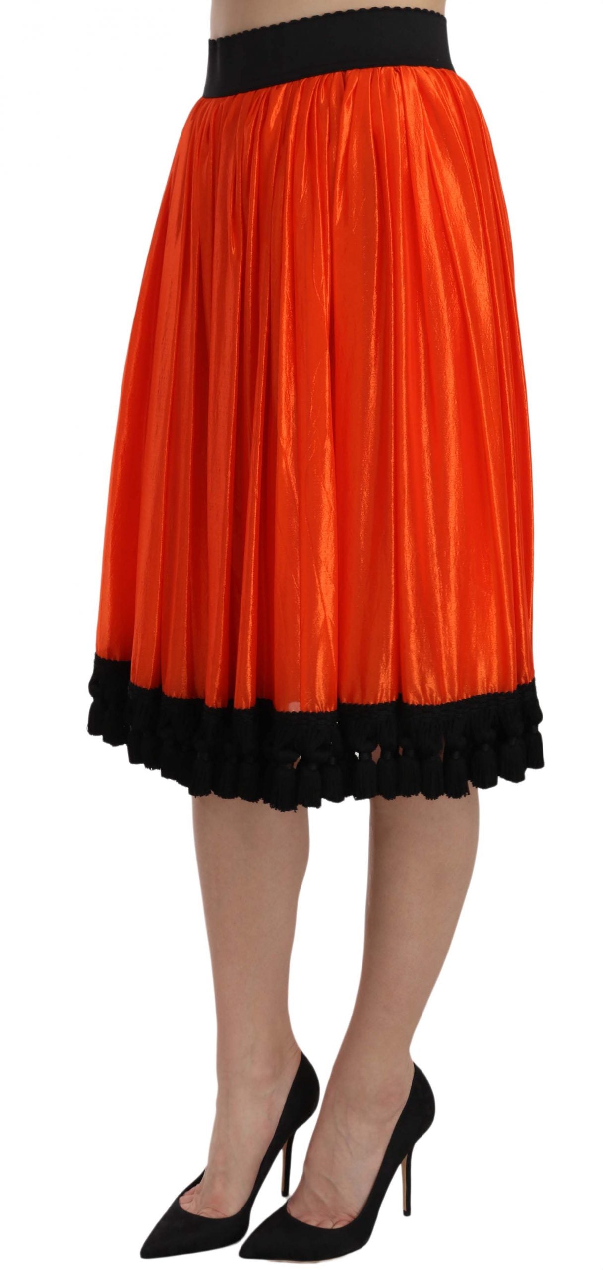 Dolce &amp; Gabbana Jupe mi-longue taille haute noire et orange