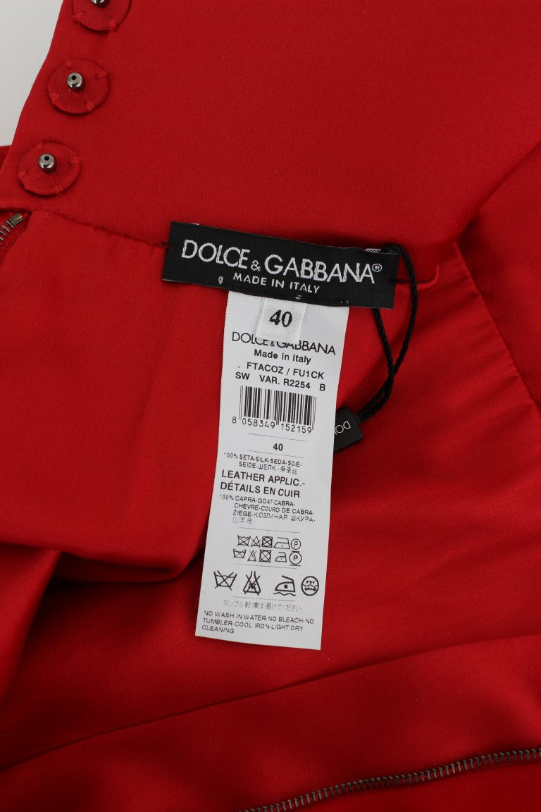 Dolce &amp; Gabbana Mini short brodé en soie rouge élégant