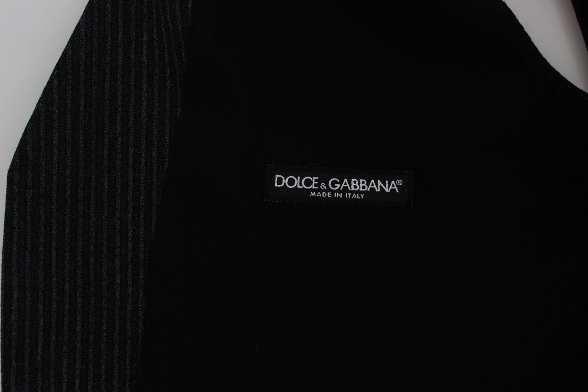 Dolce &amp; Gabbana Gilet élégant en laine rayée grise