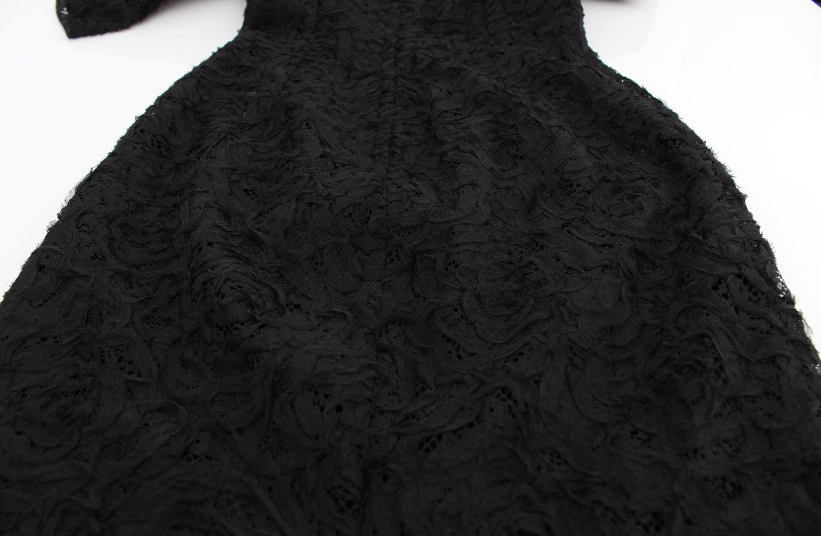 Dolce &amp; Gabbana Robe longue élégante en dentelle florale noire