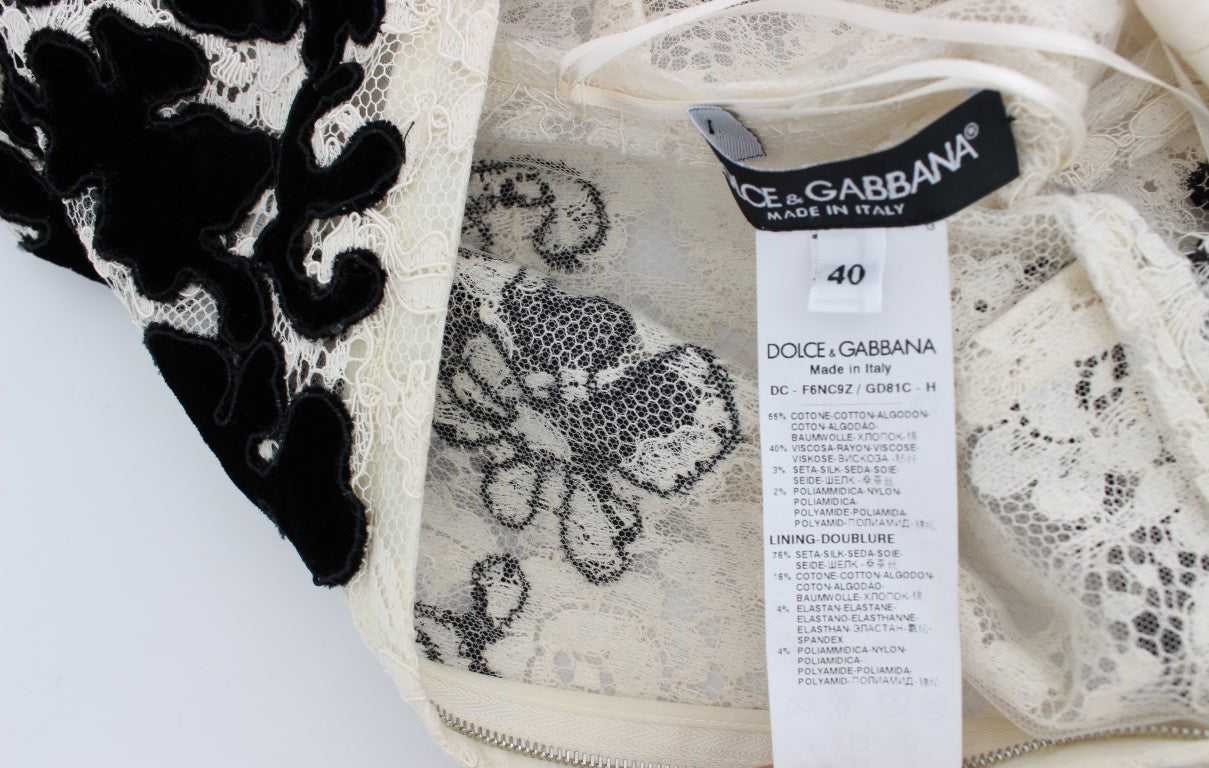 Dolce &amp; Gabbana Robe longue élégante en dentelle florale à mancherons