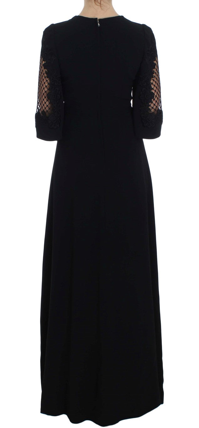 Dolce &amp; Gabbana Robe longue découpée en laine noire élégante