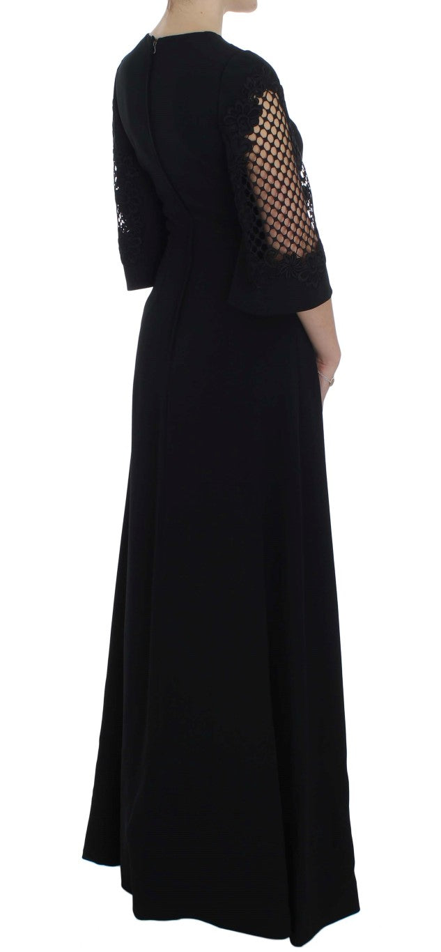 Dolce &amp; Gabbana Robe longue découpée en laine noire élégante