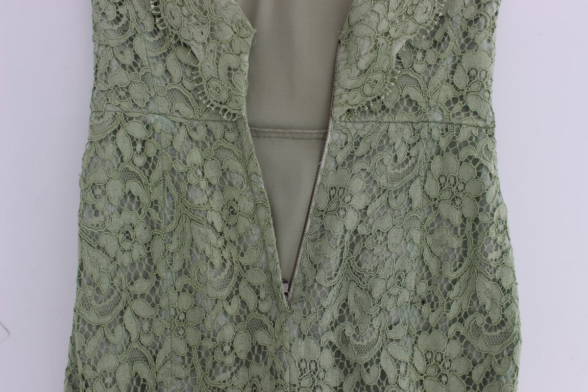 Dolce &amp; Gabbana Robe longue élégante en dentelle florale verte