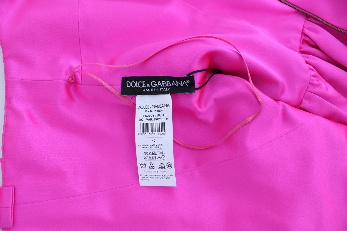 Dolce &amp; Gabbana Robe fourreau rose élégante en soie pleine longueur