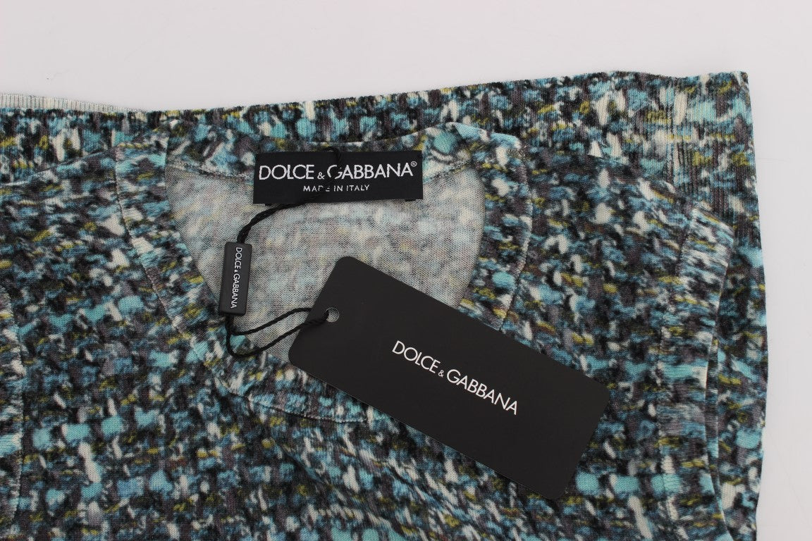 Dolce &amp; Gabbana Haut pull élégant en laine bleue