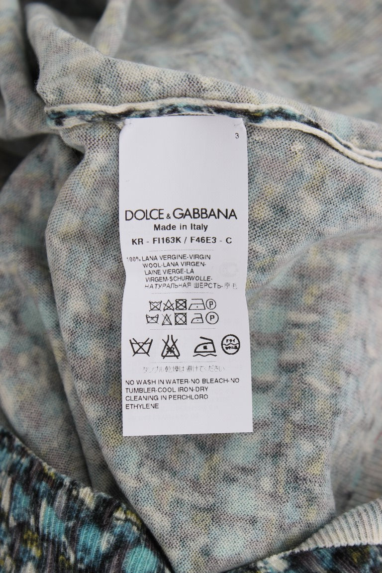 Dolce &amp; Gabbana Haut pull élégant en laine bleue