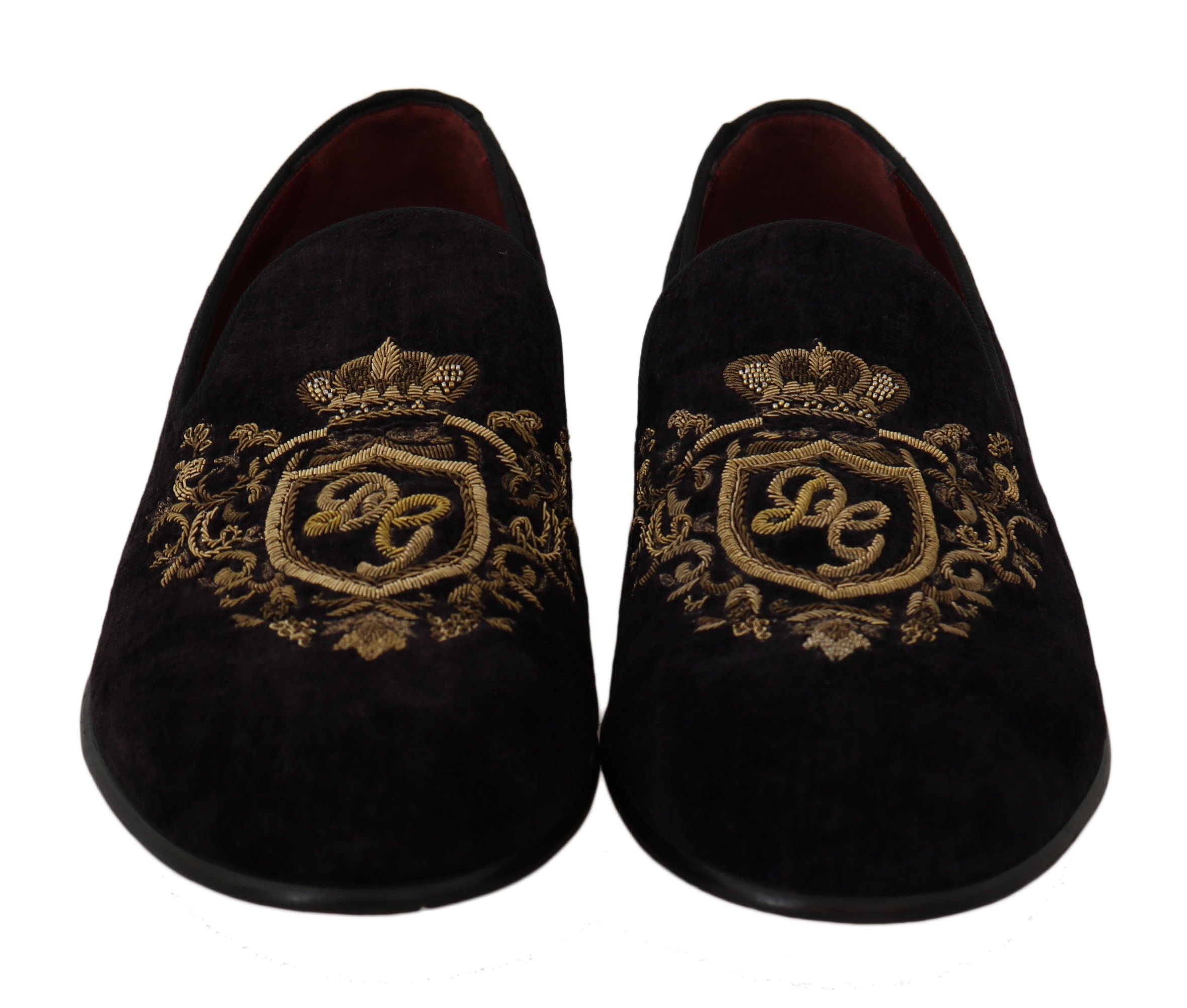 Dolce &amp; Gabbana Mocassins noirs élégants avec broderie couronne dorée