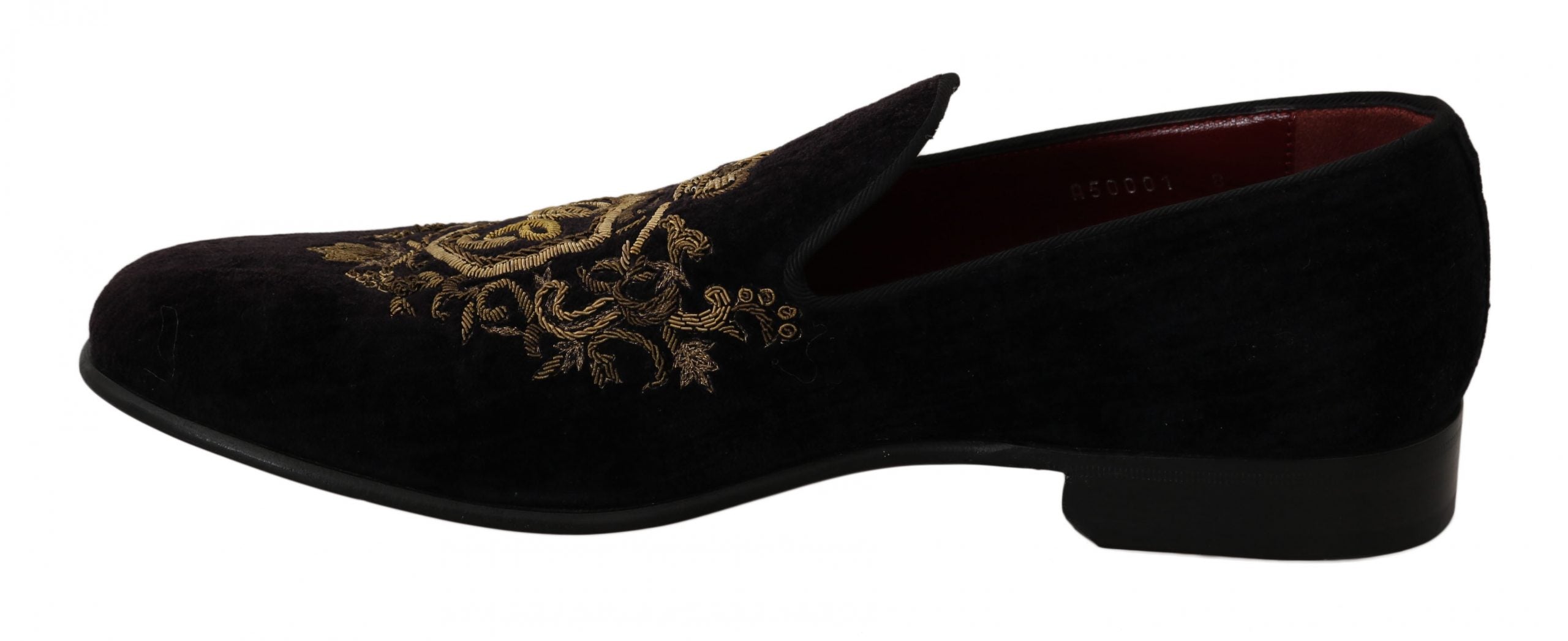 Dolce &amp; Gabbana Mocassins noirs élégants avec broderie couronne dorée