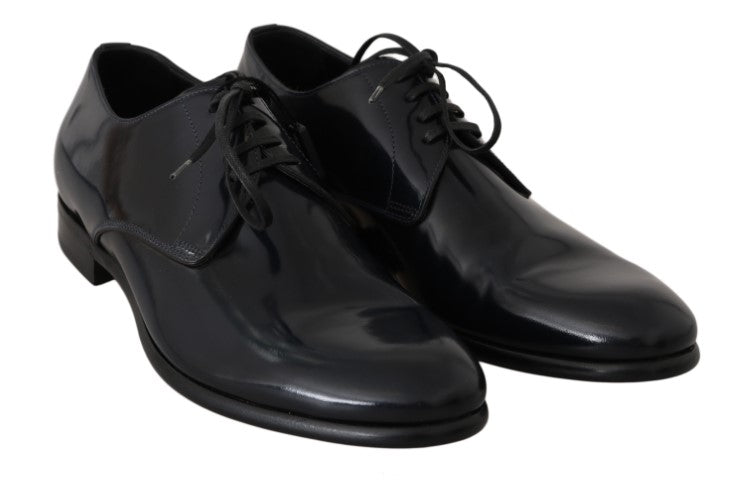 Dolce &amp; Gabbana élégantes chaussures derby en cuir bleu foncé