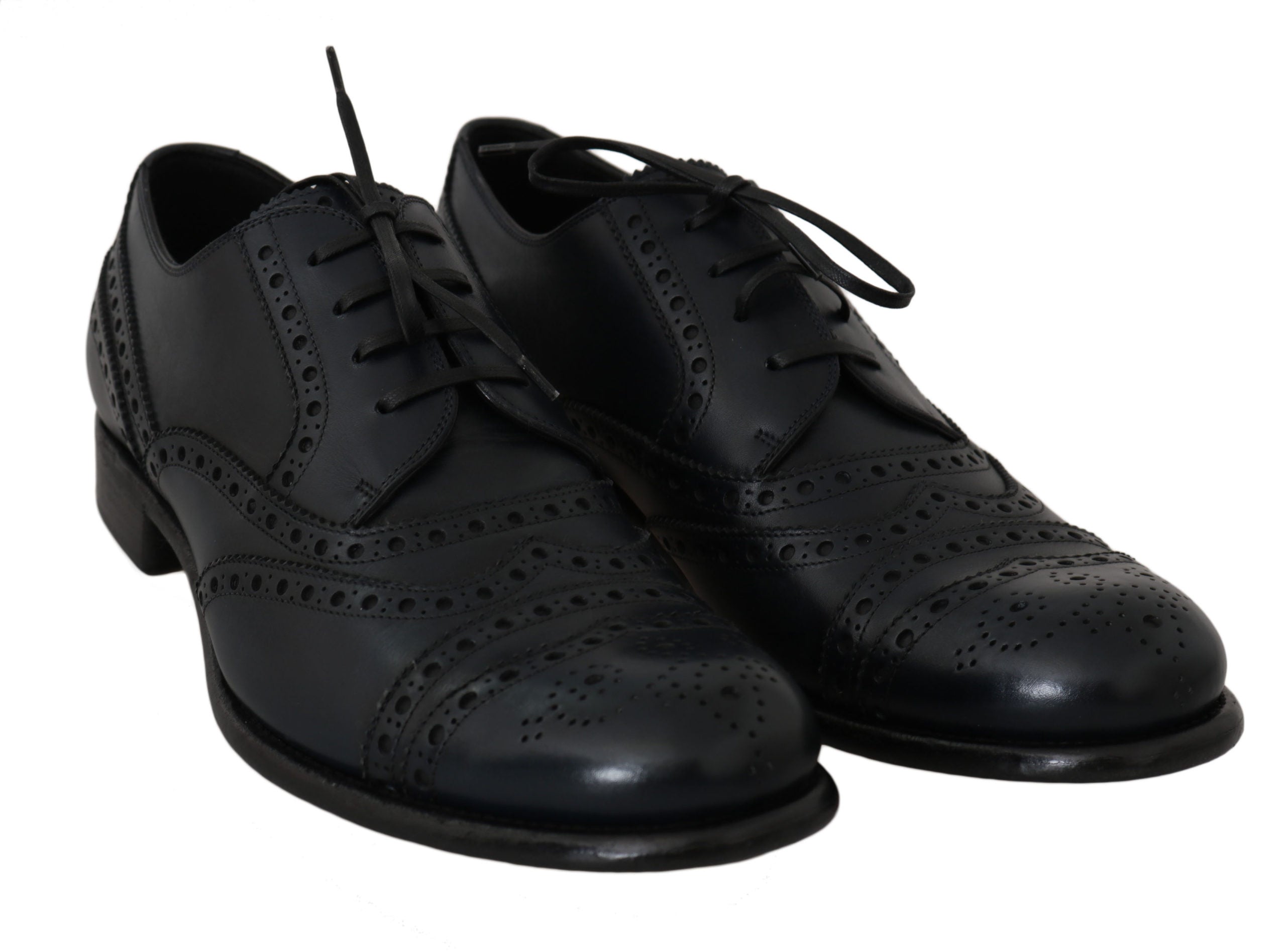 Dolce &amp; Gabbana Chaussures Derby élégantes en cuir bleu à bout d'aile