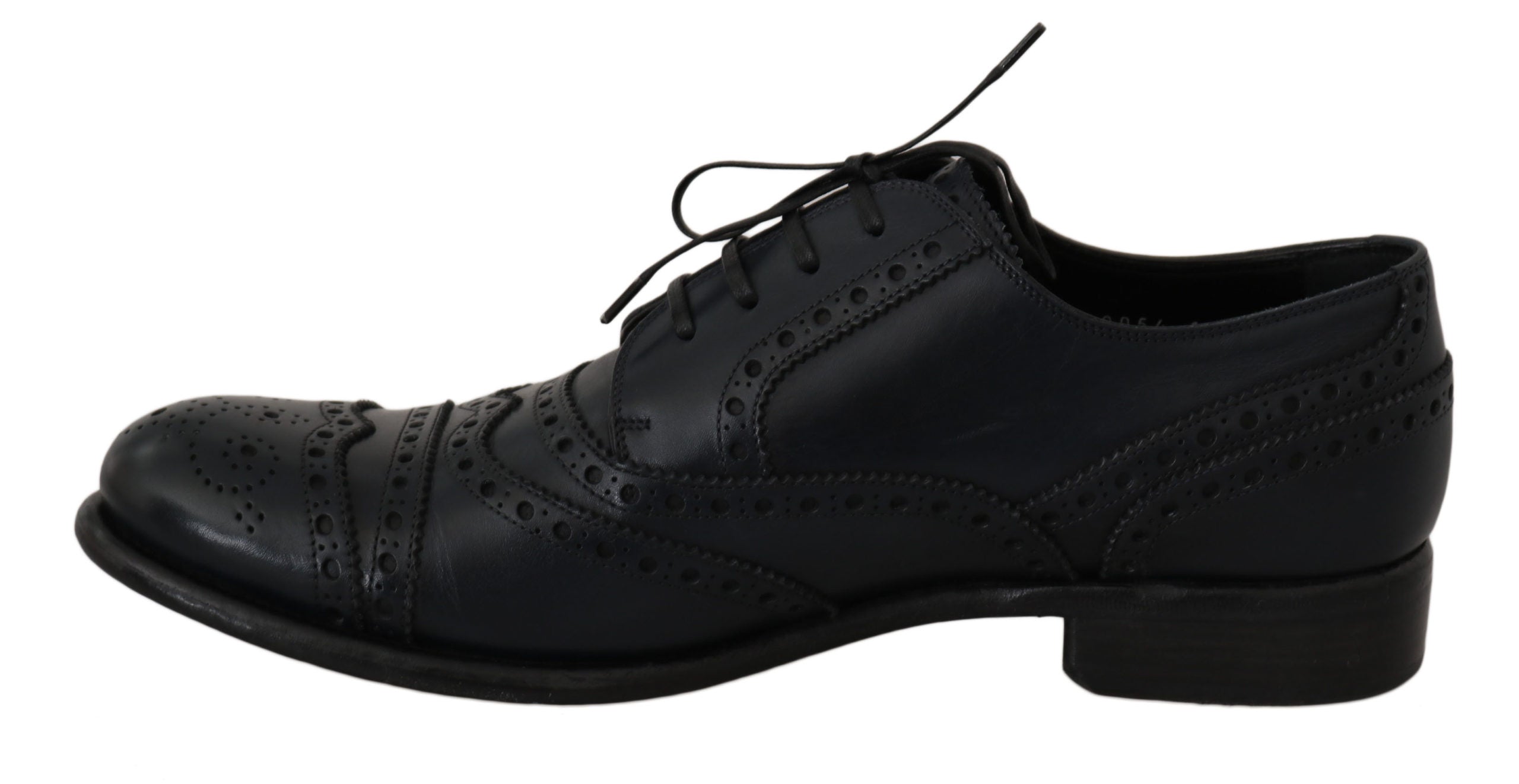 Dolce &amp; Gabbana Chaussures Derby élégantes en cuir bleu à bout d'aile