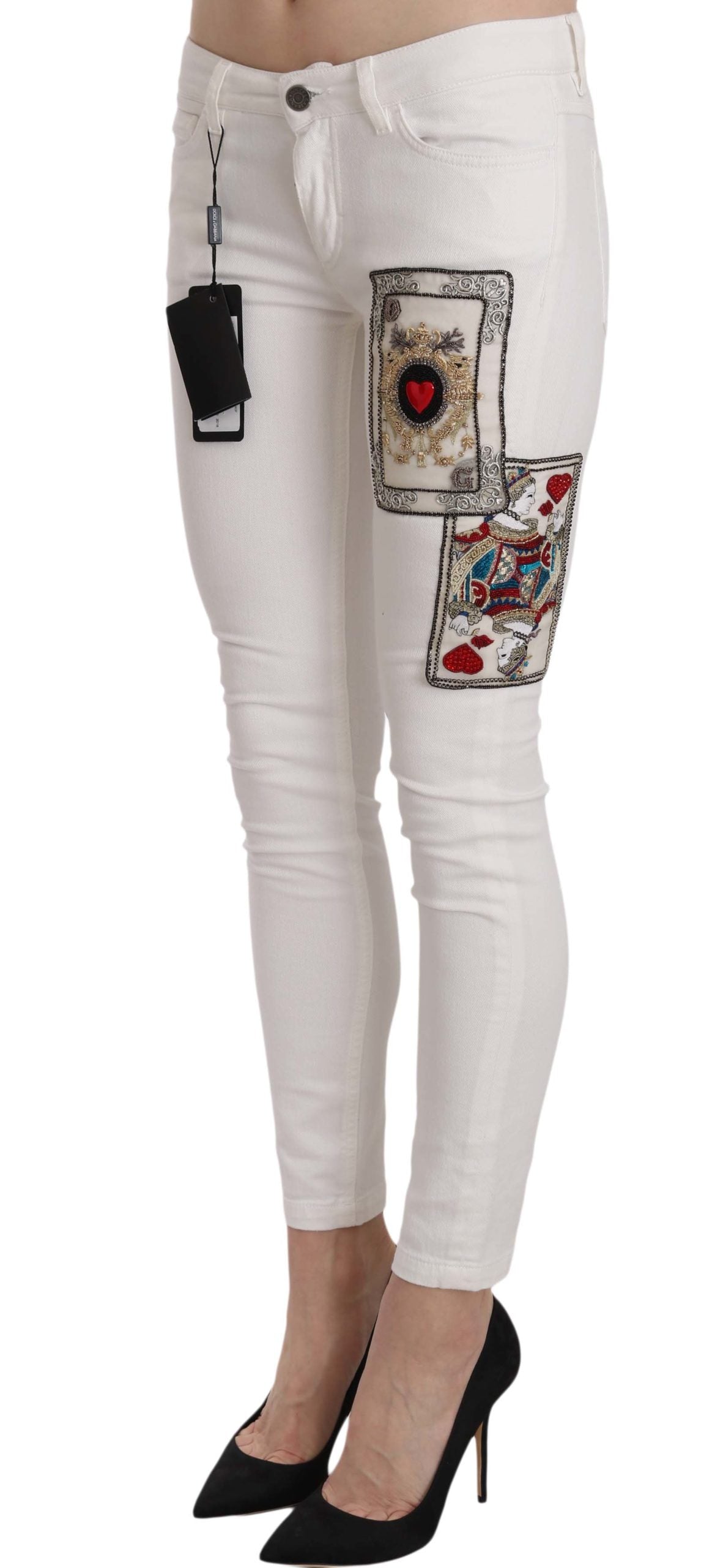 Dolce &amp; Gabbana Pantalon skinny orné Queen Of Hearts