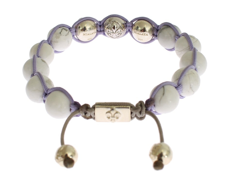 Nialaya Bracelet élégant en argent violet CZ et howlite