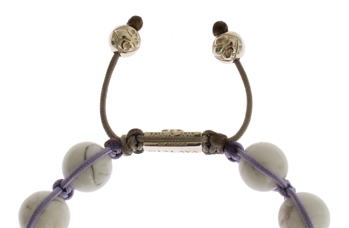 Nialaya Bracelet élégant en argent violet CZ et howlite