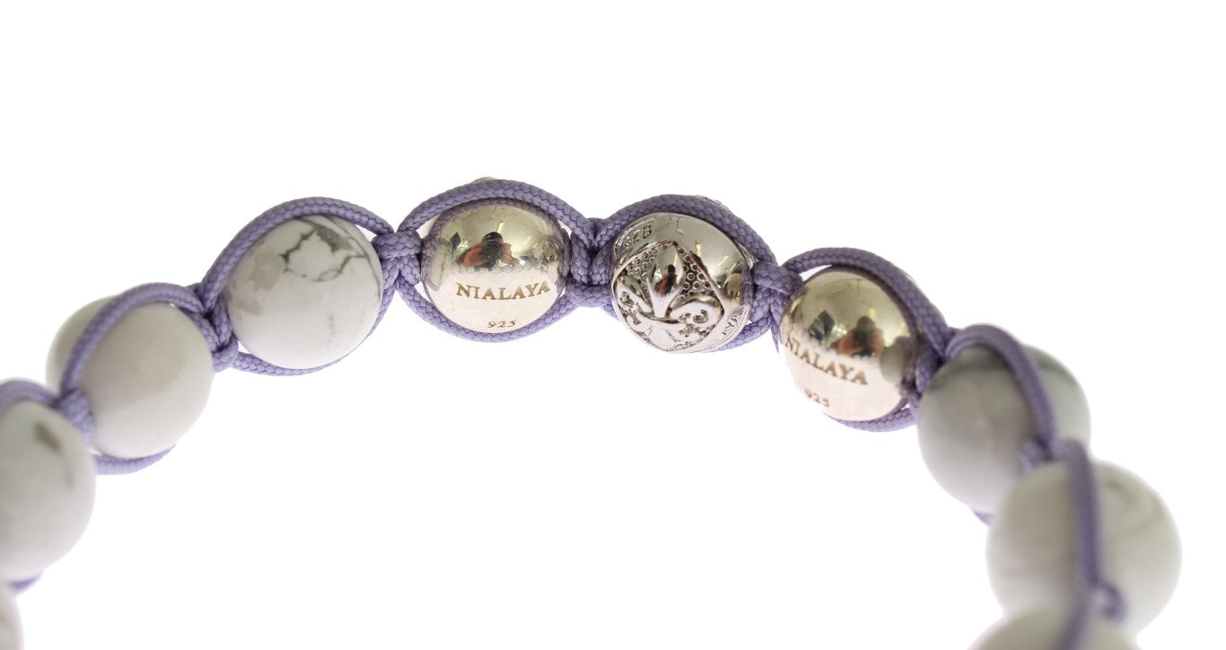 Nialaya Bracelet élégant en argent violet CZ et howlite