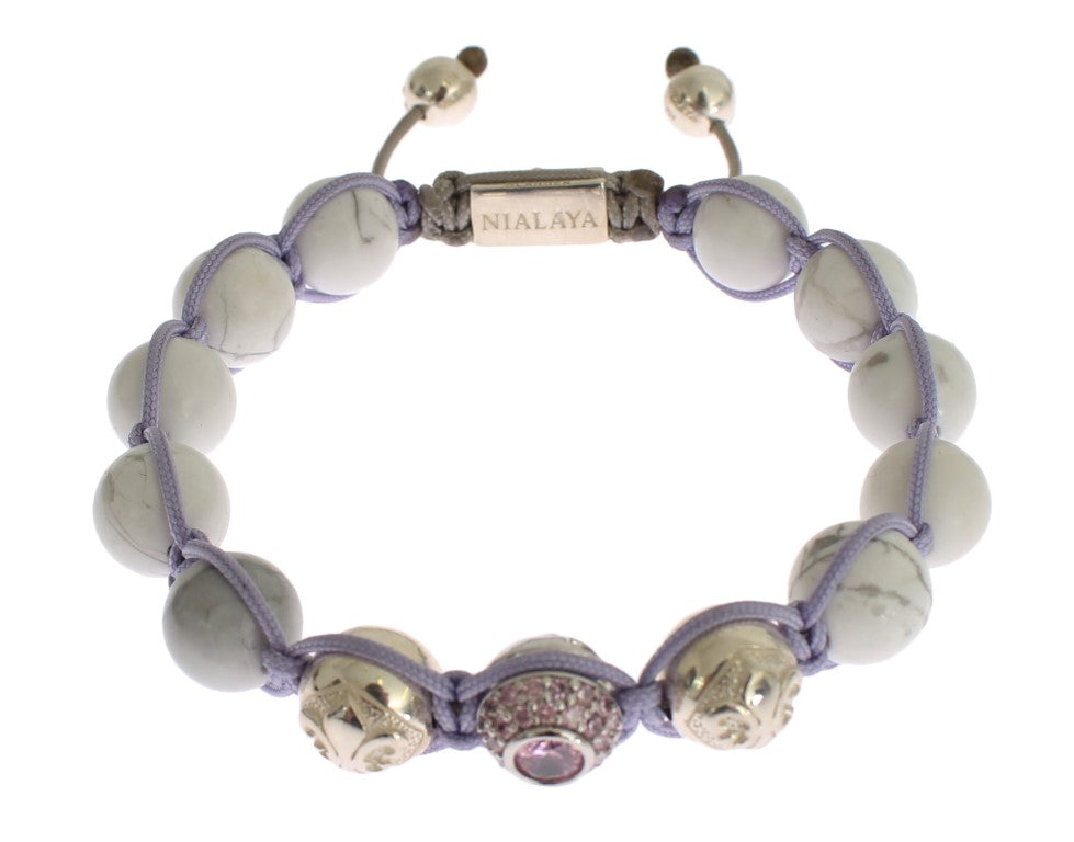 Nialaya Bracelet élégant en argent violet CZ et howlite