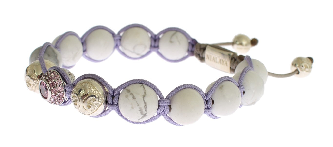 Nialaya Bracelet élégant en argent violet CZ et howlite