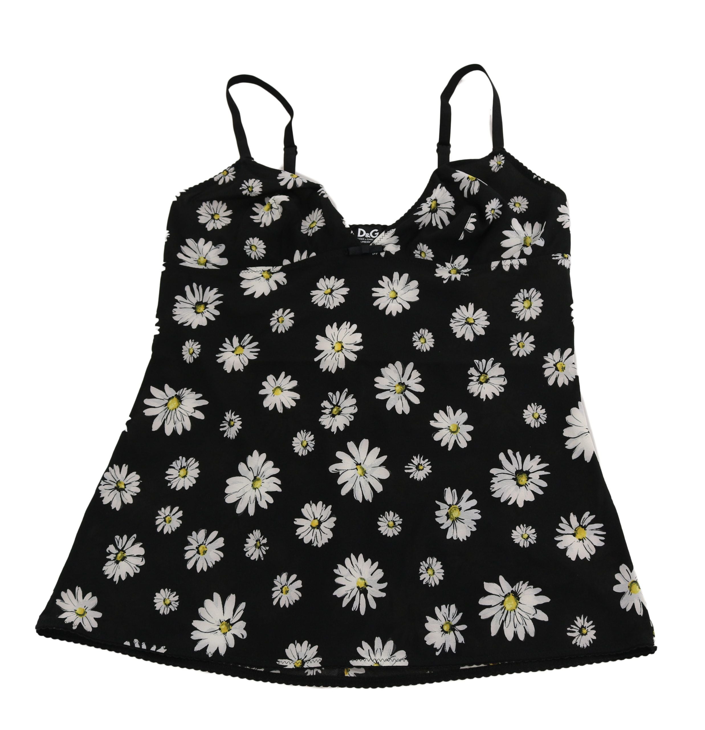 Dolce &amp; Gabbana Robe nuisette élégante en dentelle florale noire marguerite