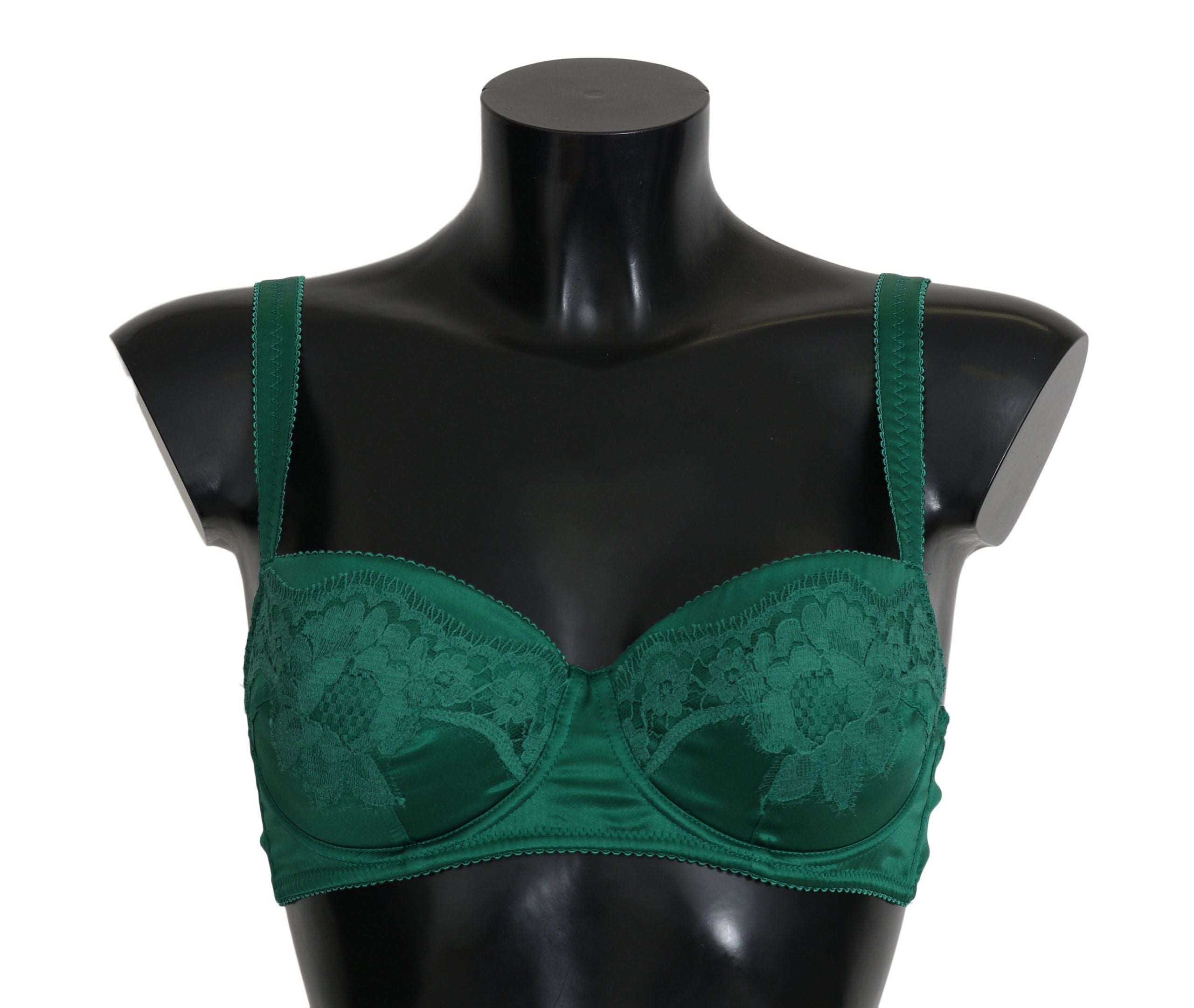 Dolce &amp; Gabbana Soutien-gorge en soie et dentelle florale verte enchanteresse