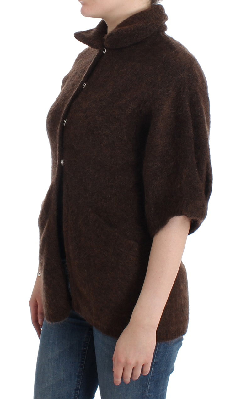 Cardigan marron élégant à manches courtes Cavalli