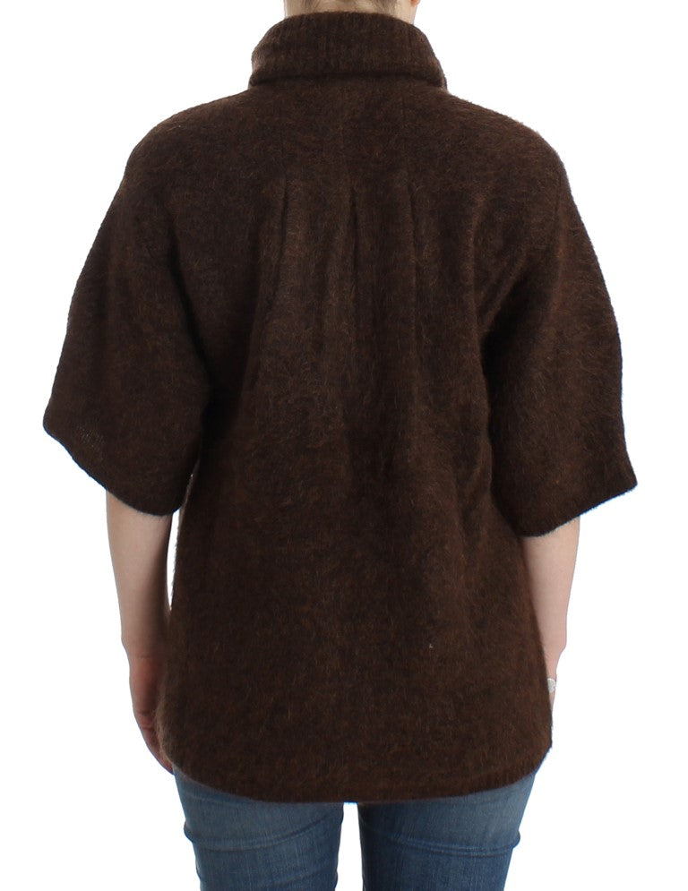 Cardigan marron élégant à manches courtes Cavalli