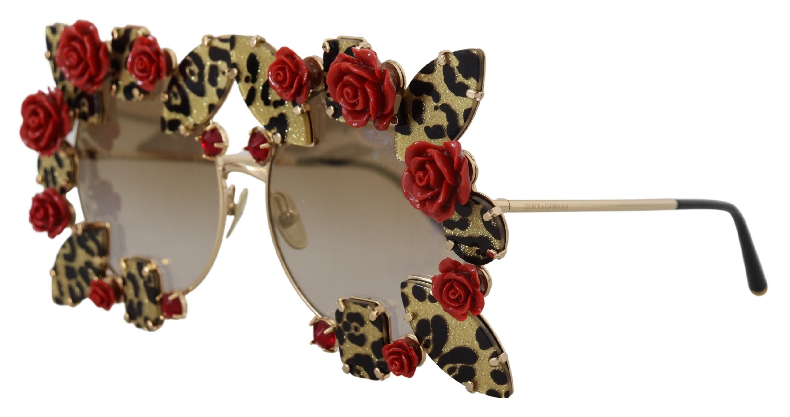 Dolce &amp; Gabbana Lunettes de soleil rondes élégantes ornées de roses