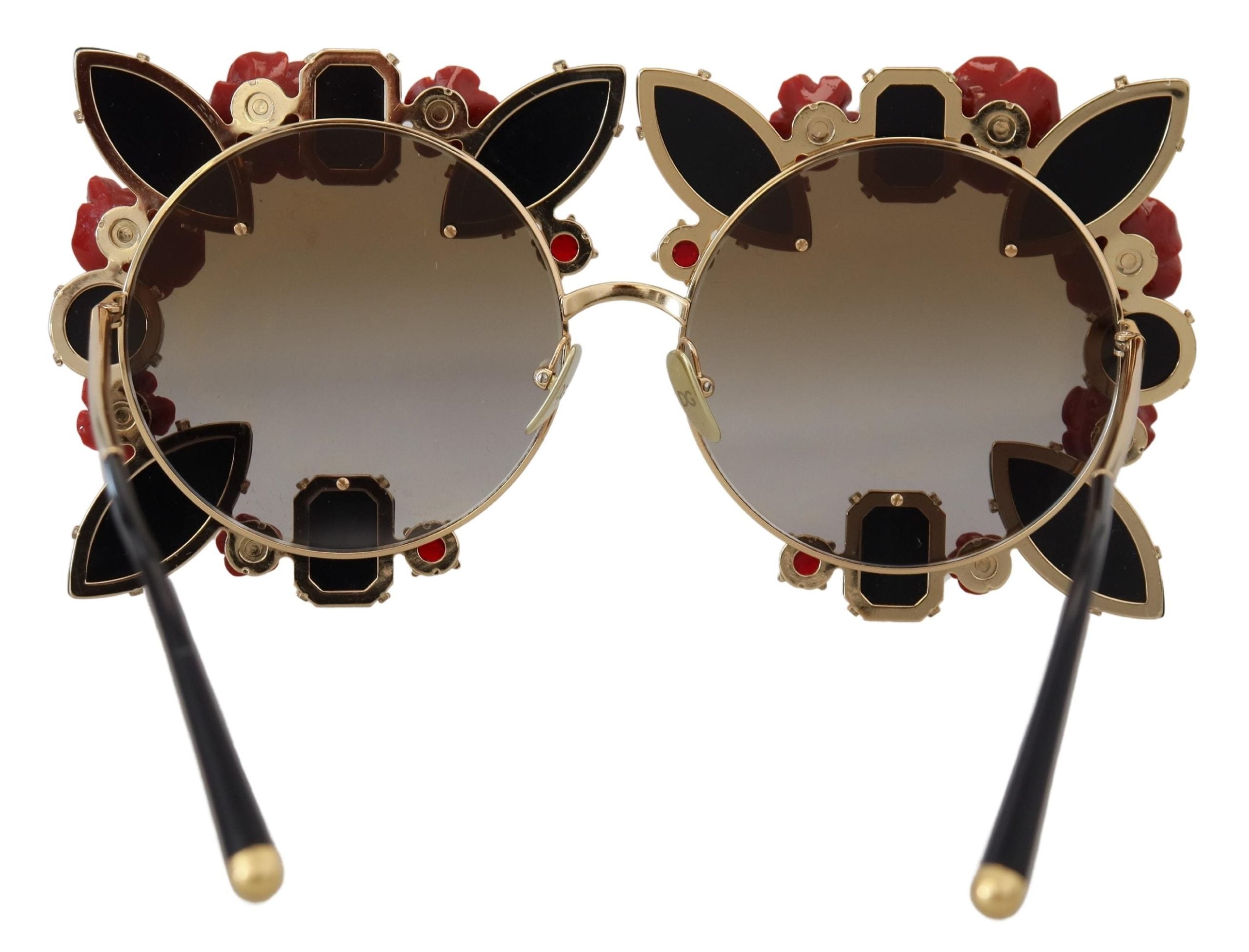 Dolce &amp; Gabbana Lunettes de soleil rondes élégantes ornées de roses