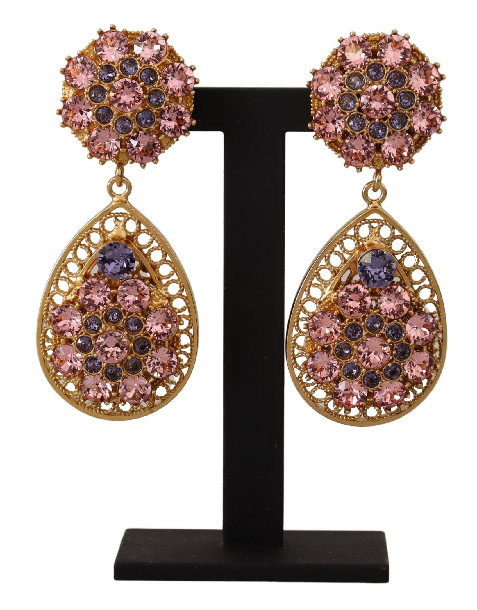 Dolce &Gabbana Boucles d'oreilles pendantes en cristal doré DG SICILY