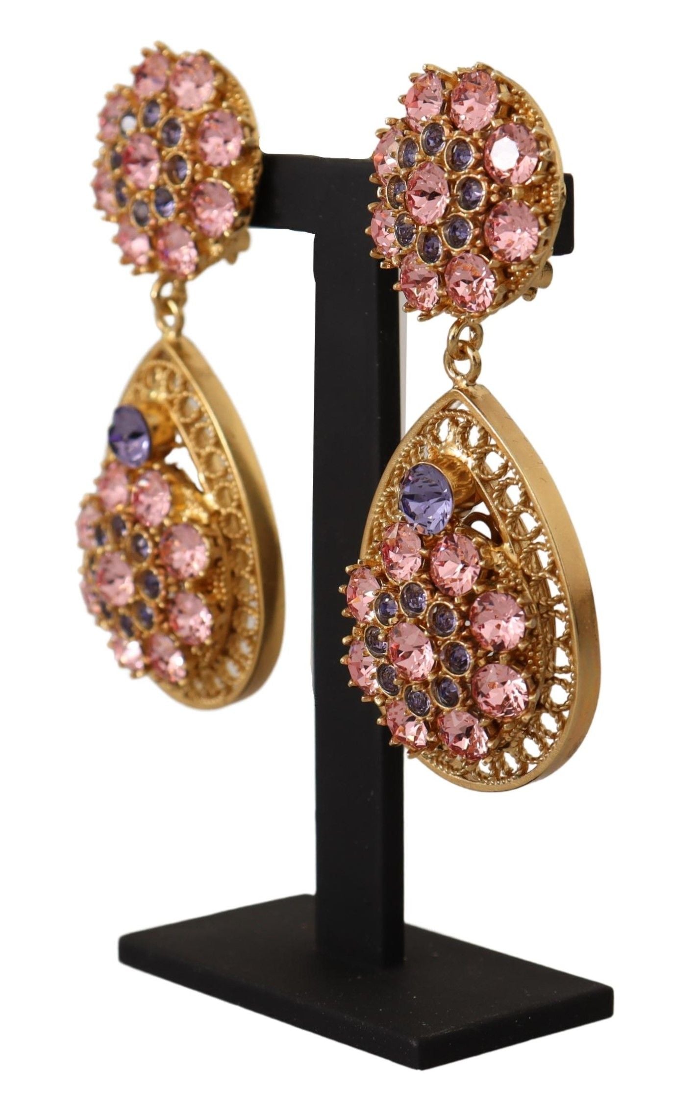 Dolce &Gabbana Boucles d'oreilles pendantes en cristal doré DG SICILY