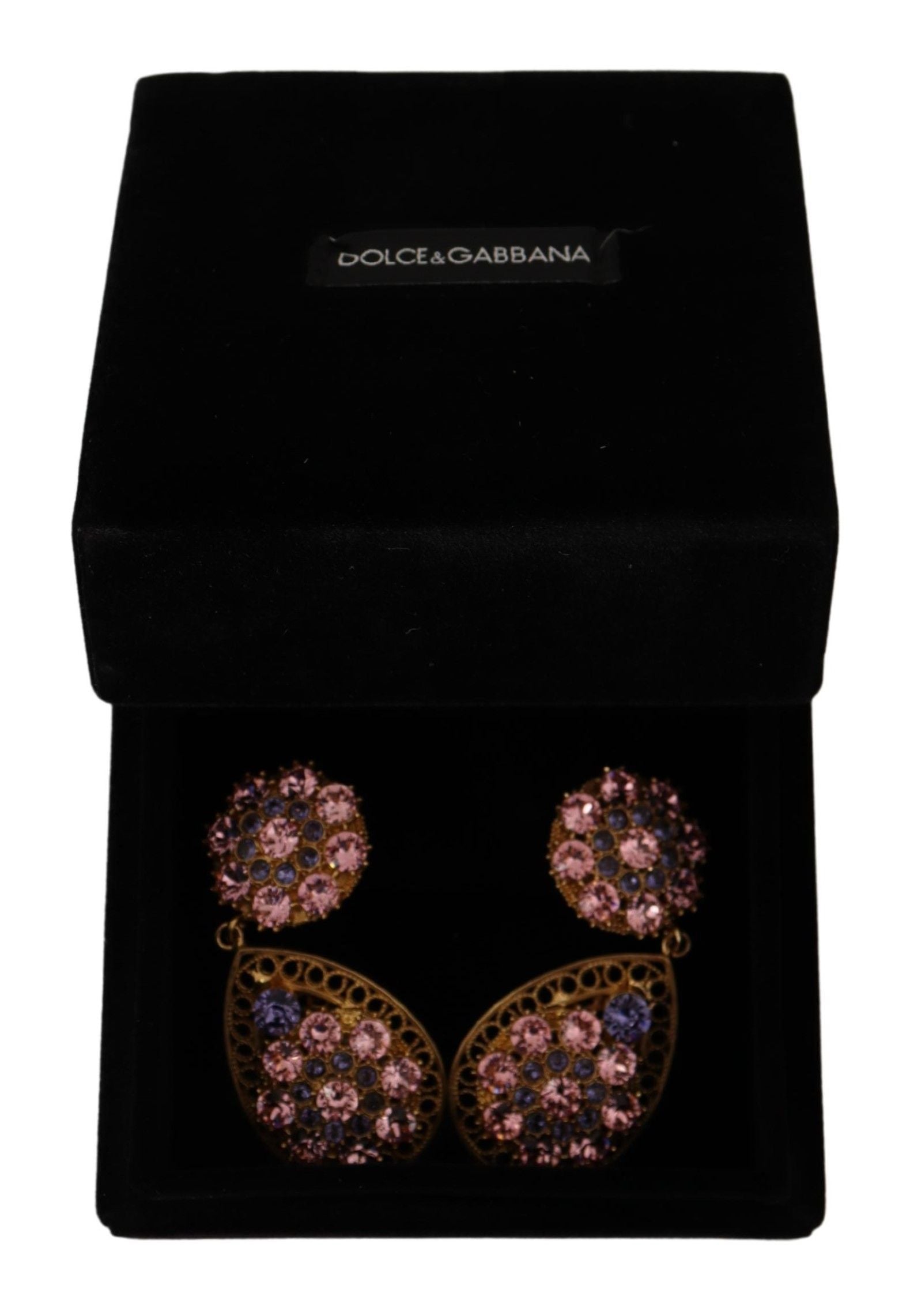 Dolce &Gabbana Boucles d'oreilles pendantes en cristal doré DG SICILY