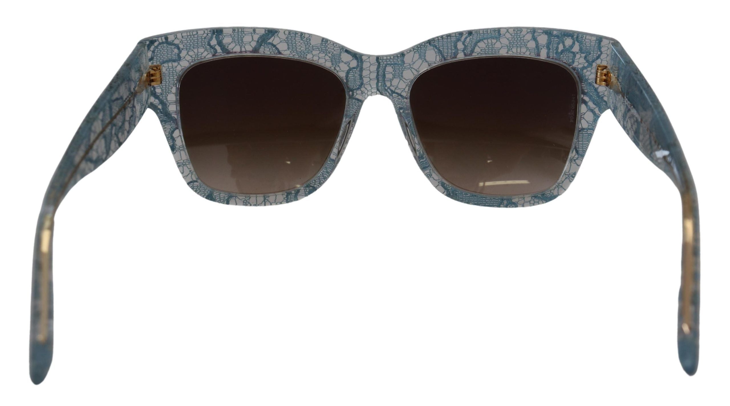 Dolce &amp; Gabbana Lunettes de soleil bleues élégantes avec détails en dentelle