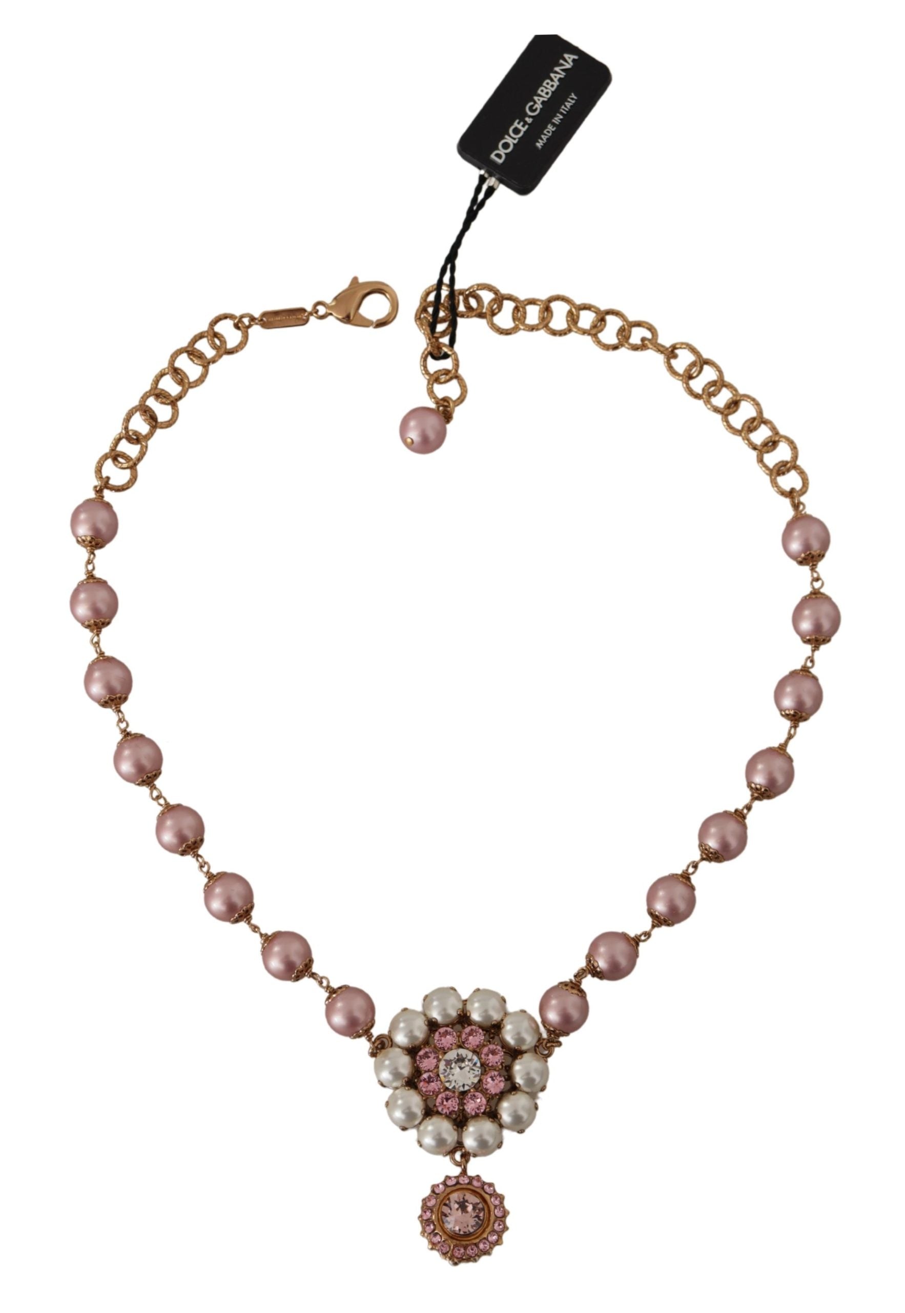 Dolce &amp; Gabbana Collier élégant à motif floral en cristal doré