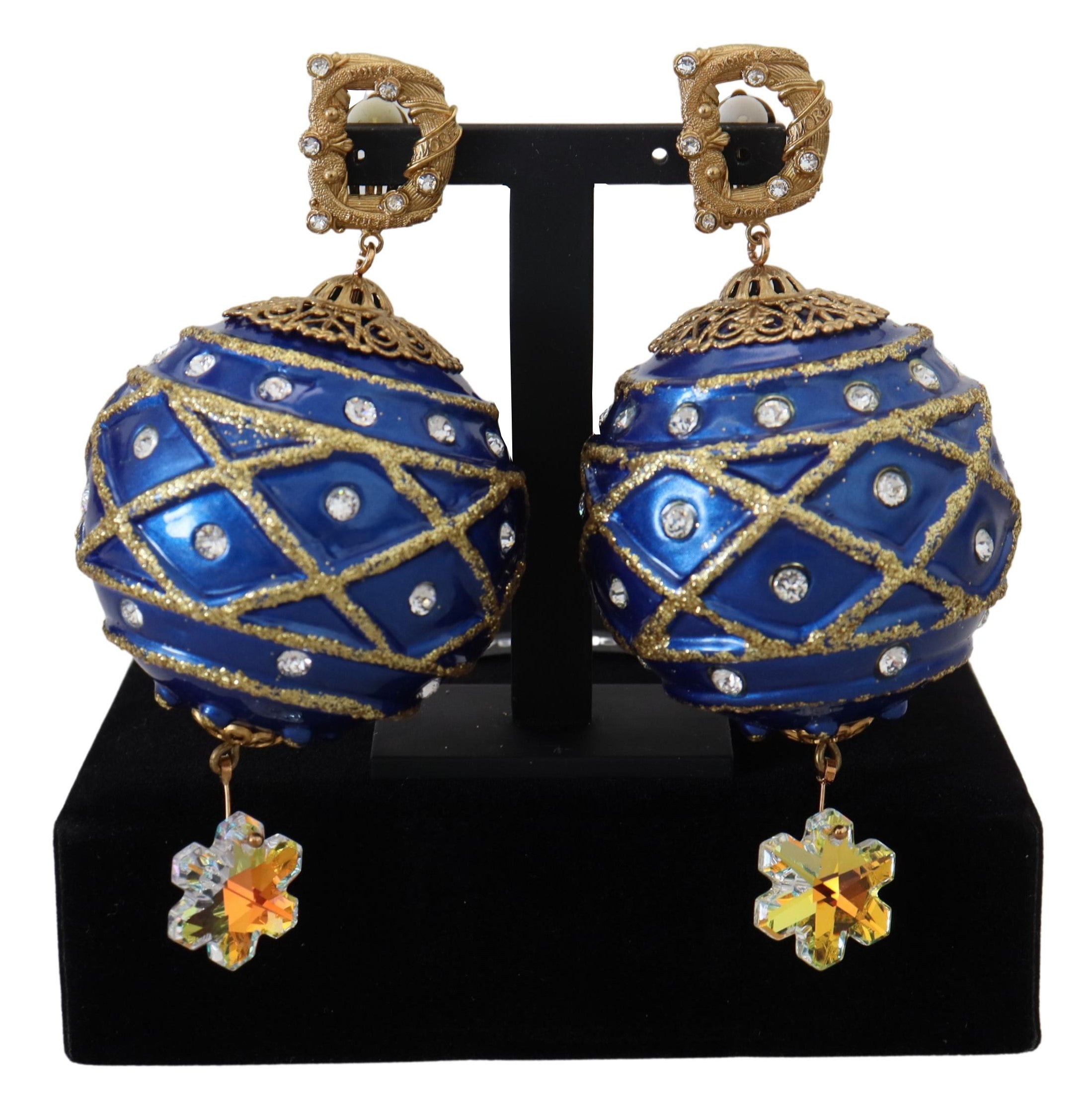 Dolce &amp; Gabbana Boucles d'oreilles pendantes élégantes en forme de boule de Noël en cristal