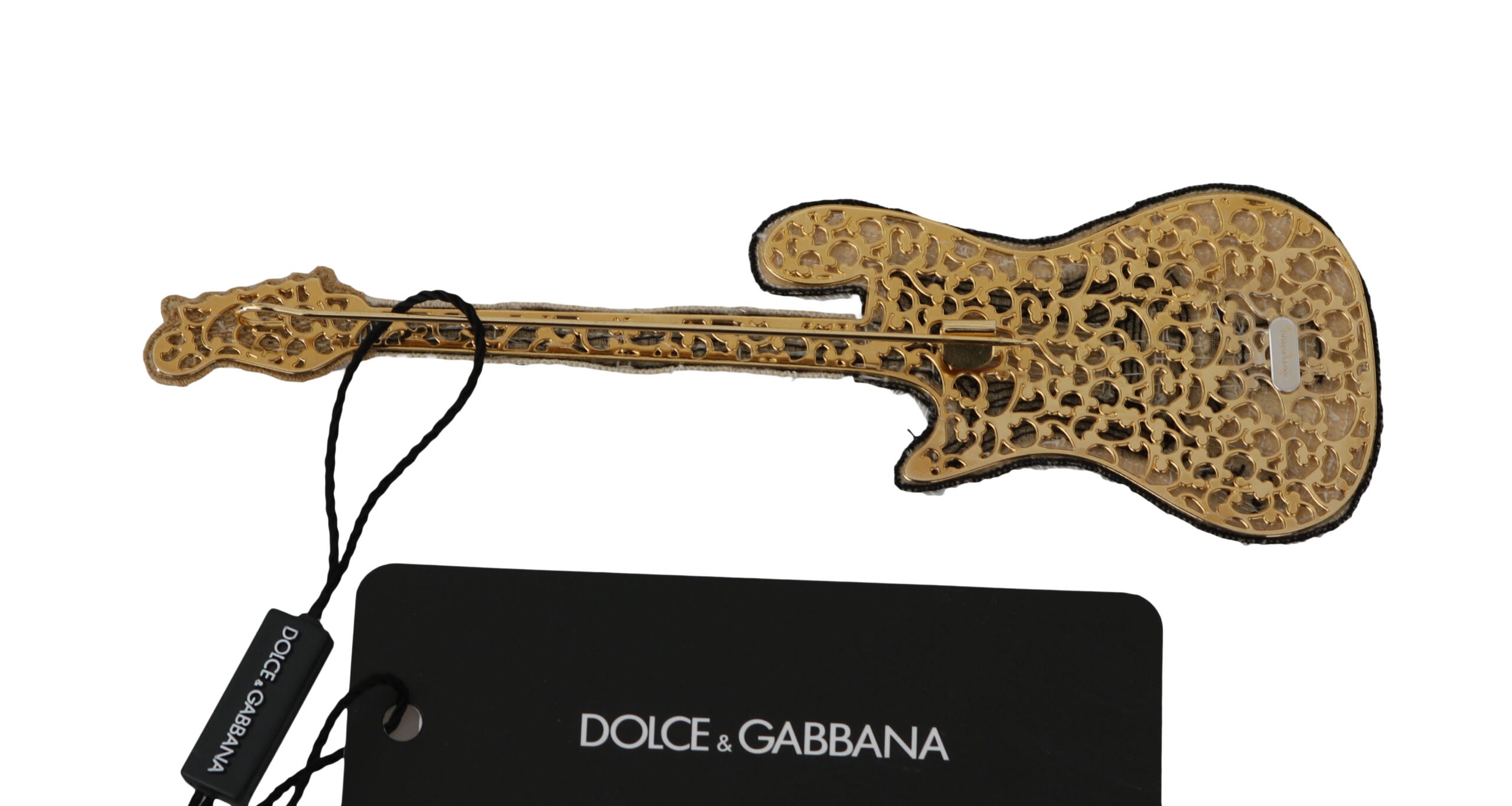 Broche guitare à paillettes dorées Dolce &amp; Gabbana