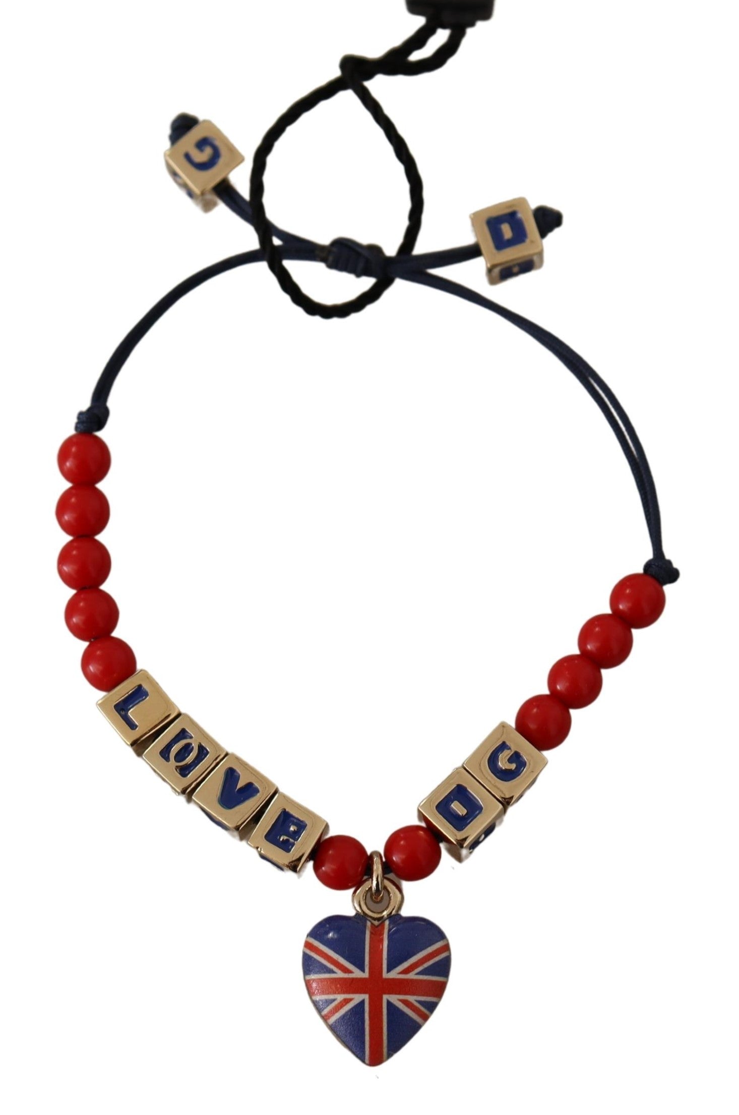 Dolce &amp; Gabbana Bracelet élégant en verre bleu, rouge et Zama