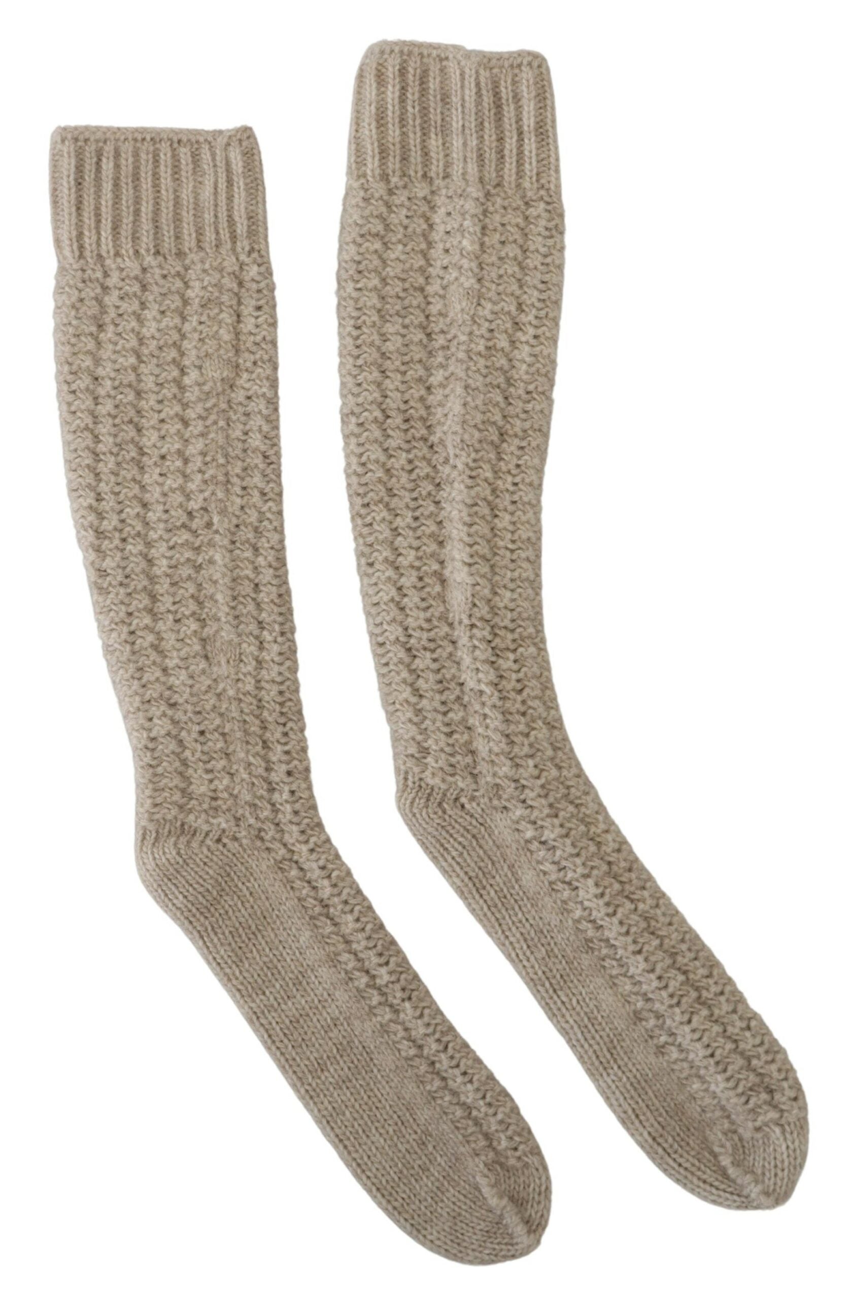 Dolce &amp; Gabbana Chic Chaussettes en laine mélangée beige sur le mollet