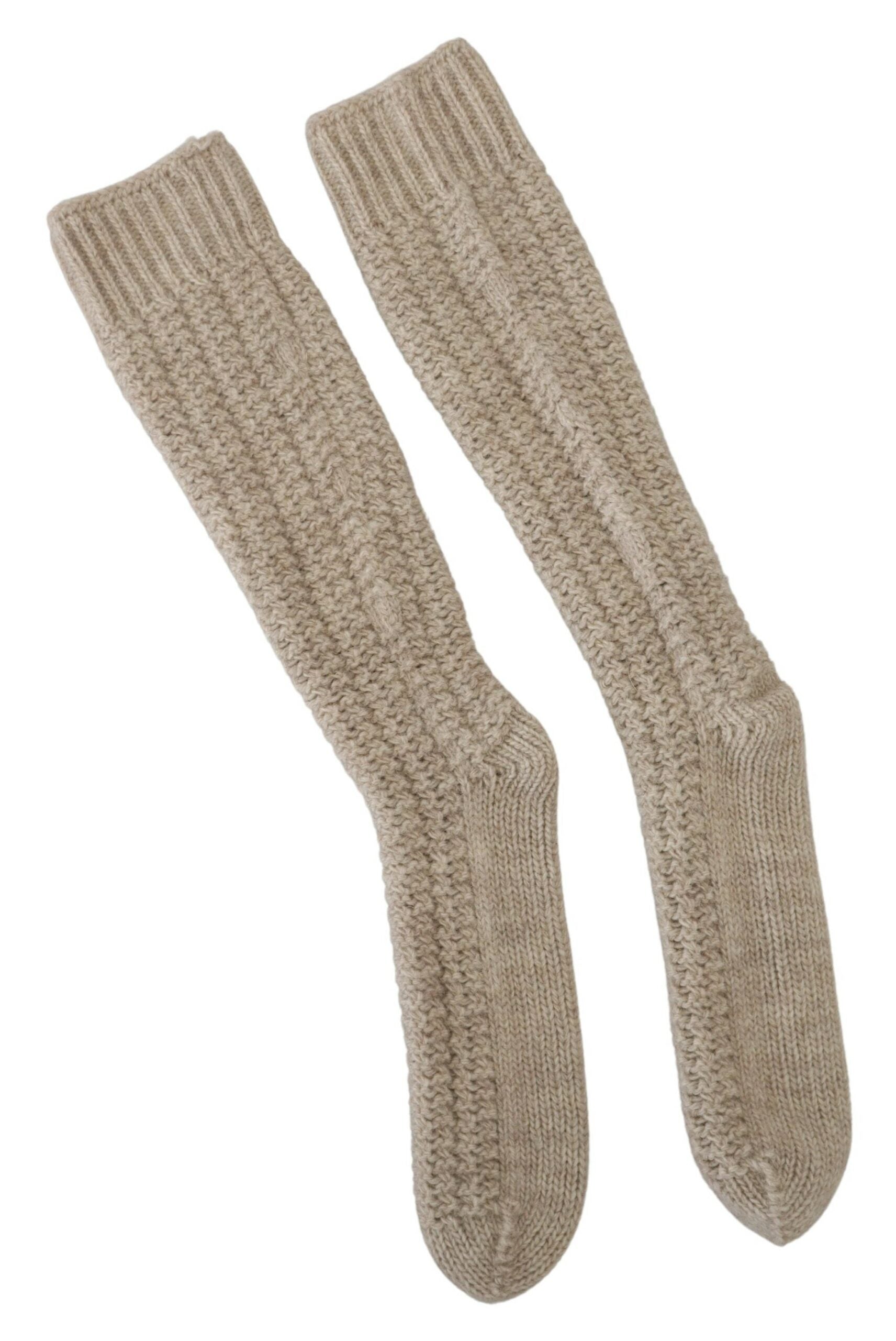 Dolce &amp; Gabbana Chic Chaussettes en laine mélangée beige sur le mollet