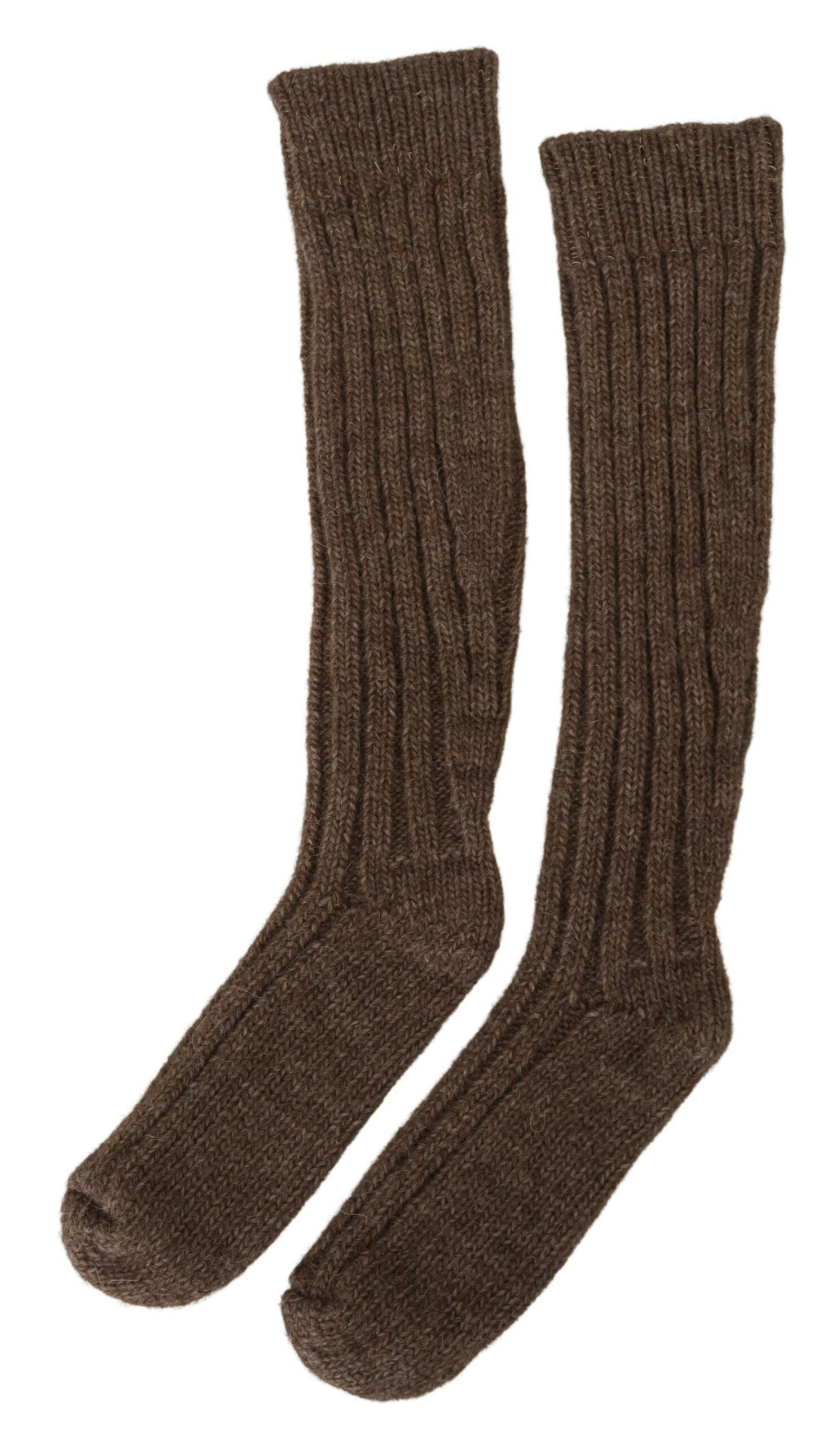 Dolce &amp; Gabbana Chic Chaussettes en laine mélangée marron sur-mollet