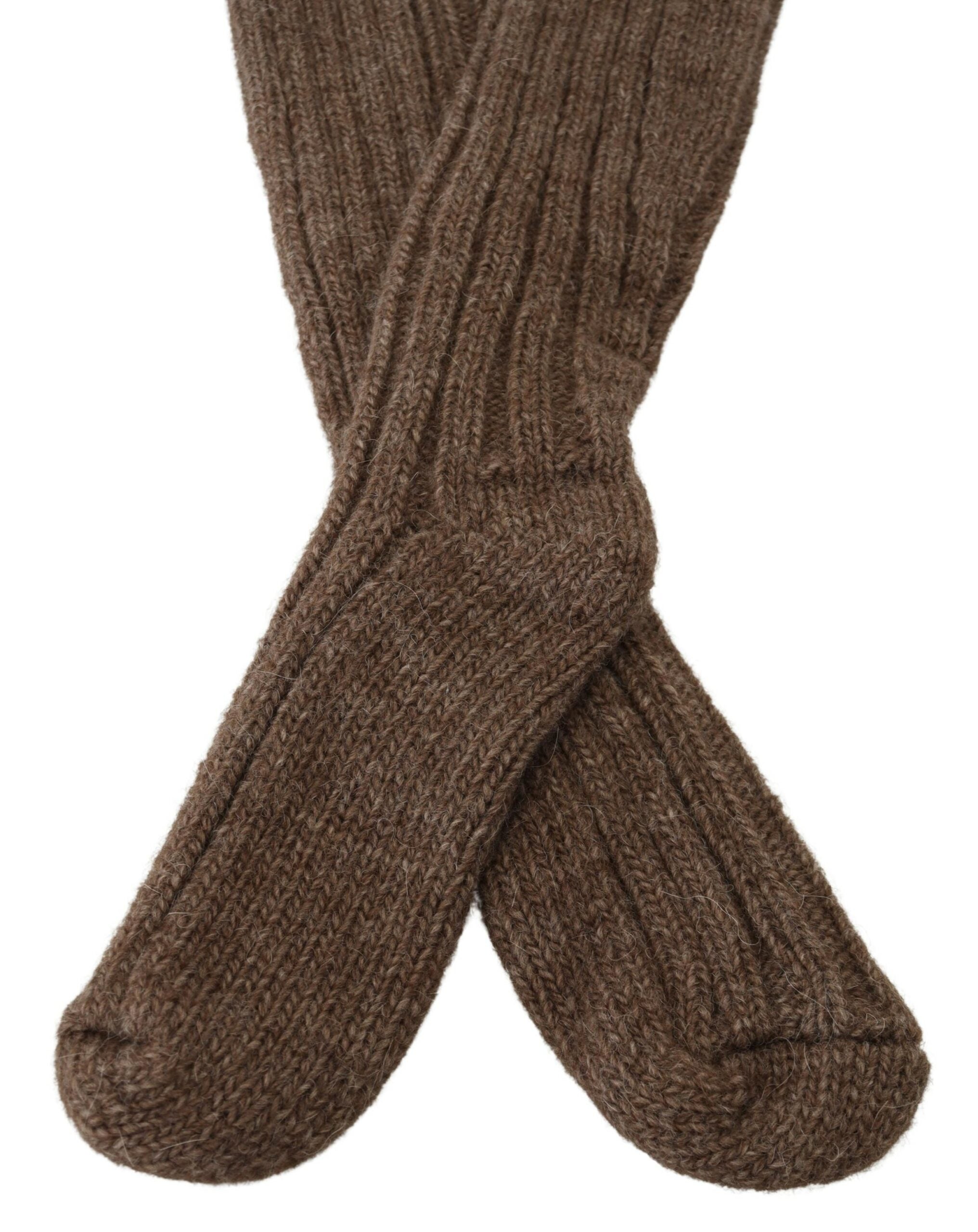 Dolce &amp; Gabbana Chic Chaussettes en laine mélangée marron sur-mollet