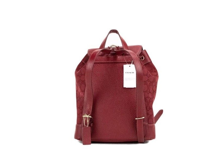 COACH Dempsey Sac à dos en toile jacquard avec logo et pomme rouge